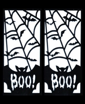 16" Halloween Lantern with LED Lights, Carved Images of Bats and Cobwebs, Halloween Collection