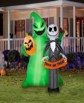 78" Inflatable Decoration, Green, Jack Skellington and Oogie Boogie, Self Inflating, Plug In, Halloween Collection
