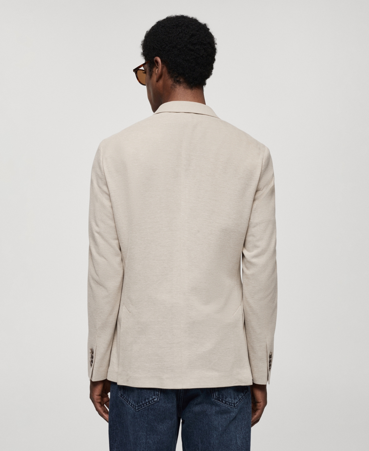 Shop Mango Men's Structured Slim Fit Cotton Blazer In Beige