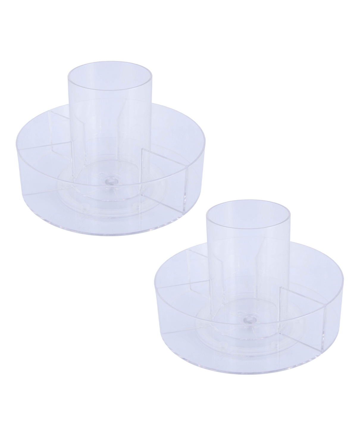 Lazy Susan Rotating Countertop Organizer, 5 Compartment, Set of 2 - Clear