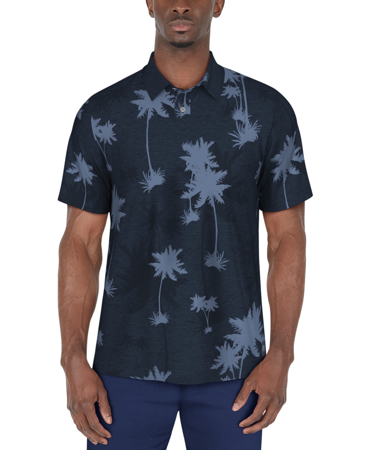 Pga Tour Men's Oversized Palm Print Short Sleeve Performance Polo