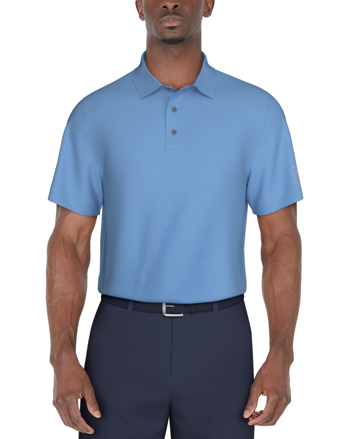 Pga Tour Men's Short-sleeve Mini-check Performance Polo Shirt In Ethereal B