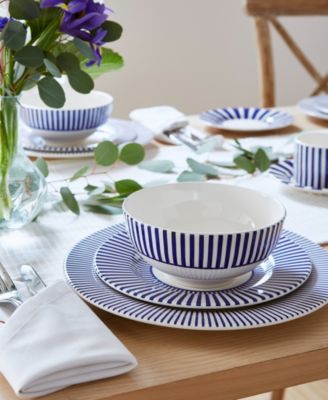 Blue Italian Steccato Rice Bowls, Set of 4