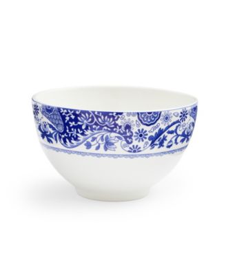 Blue Italian Brocato Rice Bowls, Set of 4