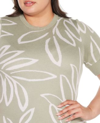 Plus Size Jacquard Short Sleeve Sweater