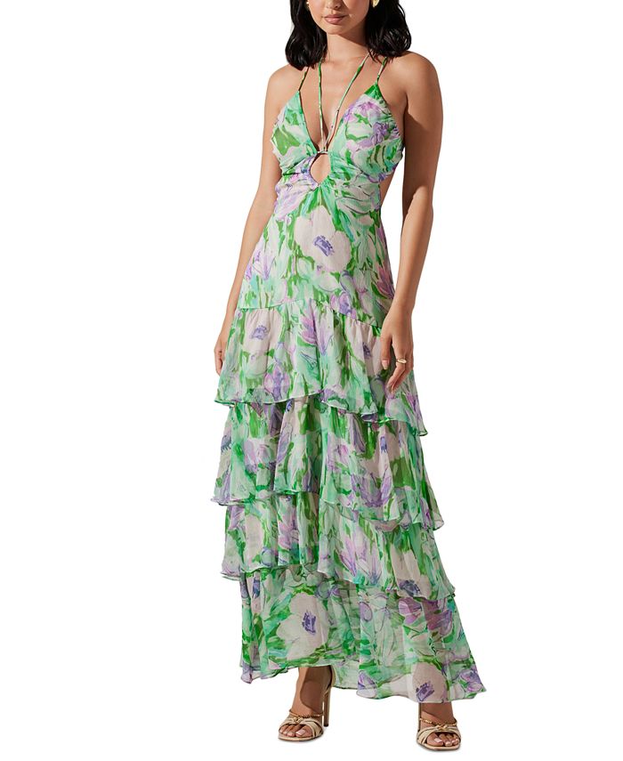 ASTR the Label Women's Aneira Tiered Floral Maxi Dress - Macy's