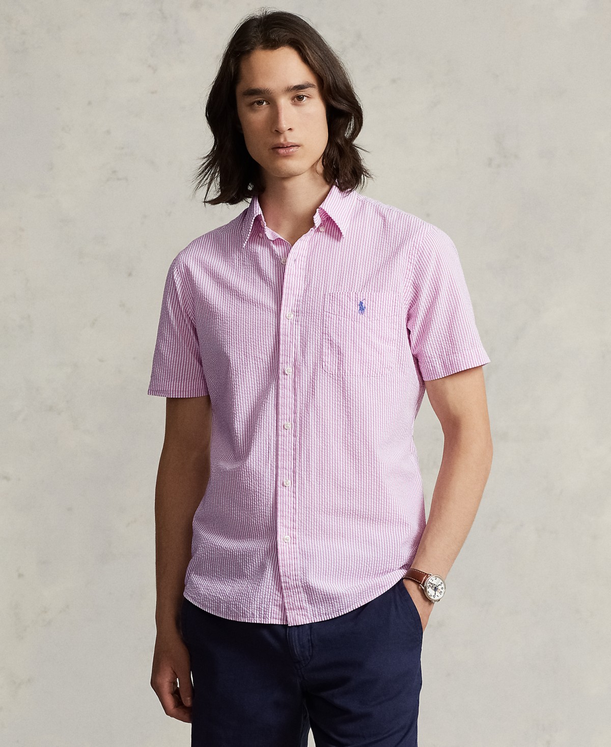 Мужские Polo Ralph Lauren Men's RL Prepster Classic-Fit Seersucker Shirt — фото 11