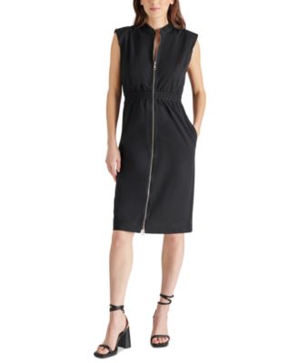 red dress with black gloves Zip-front knit dress | Black | Women | KARL LAGERFELD main image 0