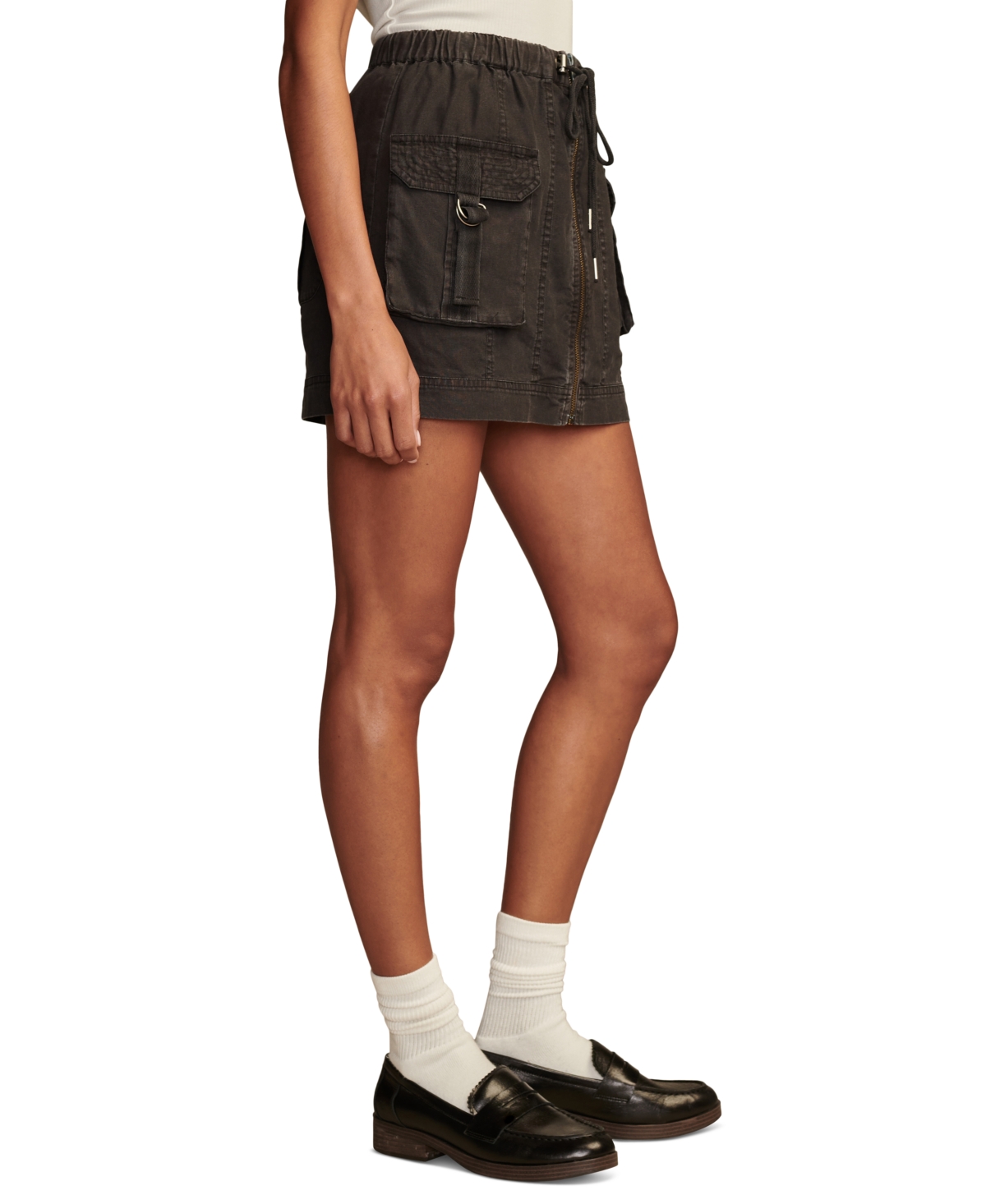 Lucky Brand Women's Army Cargo Linen-Blend Mini Skirt