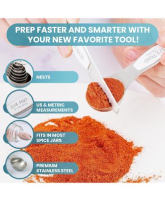 Set of 8 Stackable Magnetic Measuring Spoons with Leveler