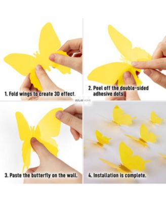 3D Removable Butterfly Wall Decor with 3 Wing Designs - 24pcs