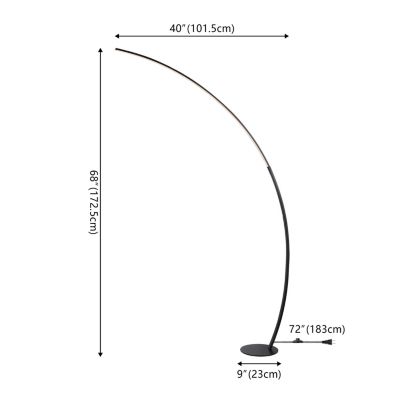 Enzo 68" Contemporary Minimalist Metal Arc Dimmable Integrated LED Floor Lamp, Black
