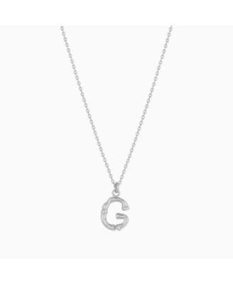 Textured Initial Letter Necklace Gold Personalized Gift - Silver - g 55$