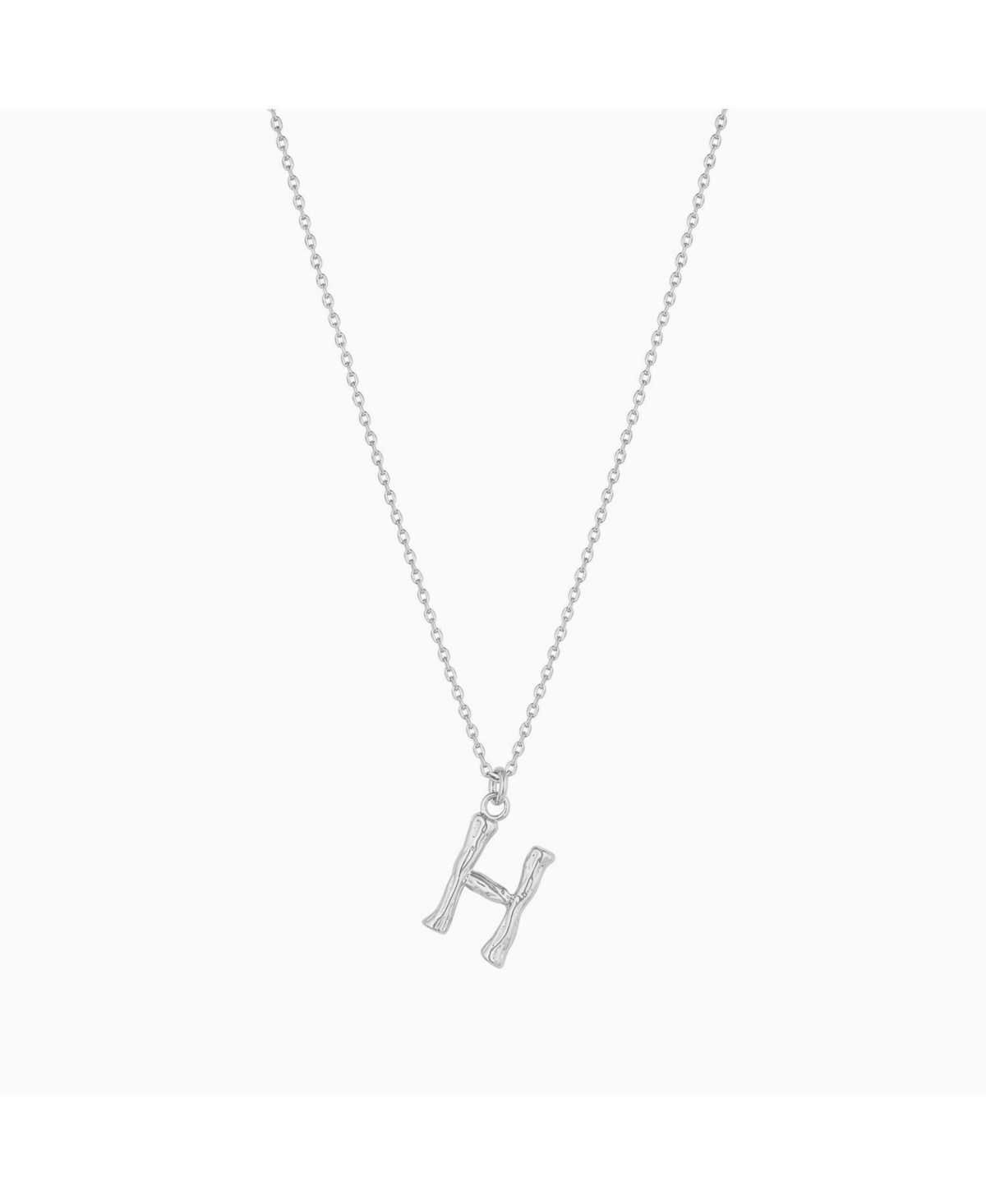 Textured Initial Letter Necklace - Silver - v