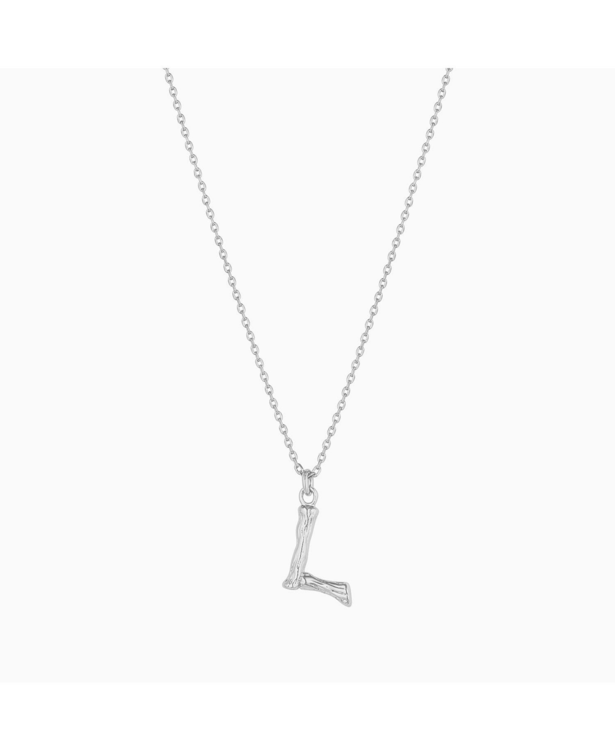 Textured Initial Letter Necklace - Silver - v