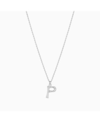 Textured Initial Letter Necklace, Gold, Personalized, Gift - Silver - p