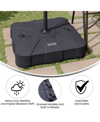 Harlan Weather And Impact Resistant Heavy Duty Universal Offset Umbrella Base With Built-In Wheels And Grooved Handles In Black