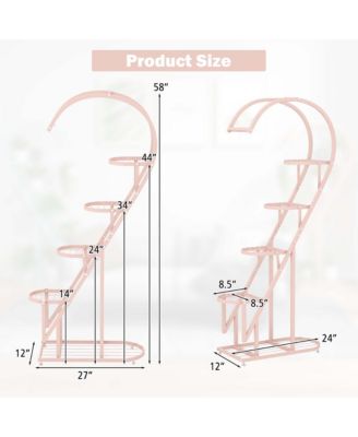 5 Tier Metal Plant Stand Heart-shaped Shelf with Hanging Hook for Multiple Plants