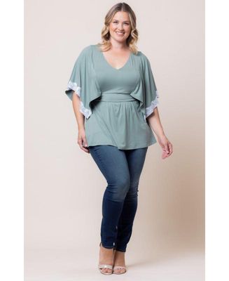 Plus Size Sarah Lace Trim Peplum Top