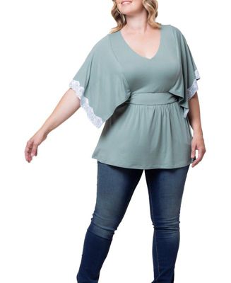 Plus Size Sarah Lace Trim Peplum Top