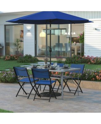 Tala Rectangular Tempered Glass Top Patio Table With Umbrella Hole And Black Steel Tube Frame