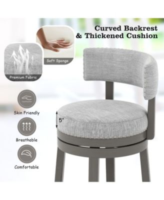 27 Inch Swivel Bar Stool with Upholstered Back Seat and Footrest
