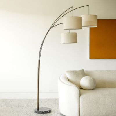 Trilage 84" LED Contemporary Arc Floor Lamp with Marble Base, Bulbs Included
