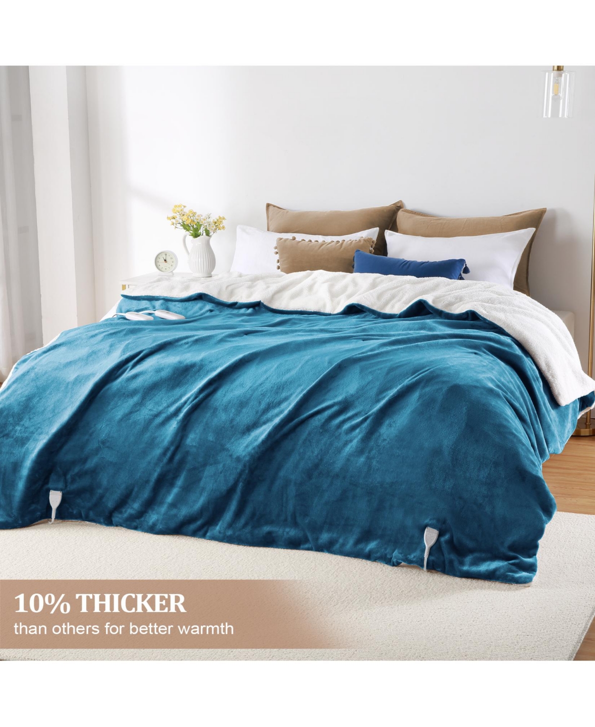Caromio Size Flannel Electric Heated Blanket with Dual Control, 100