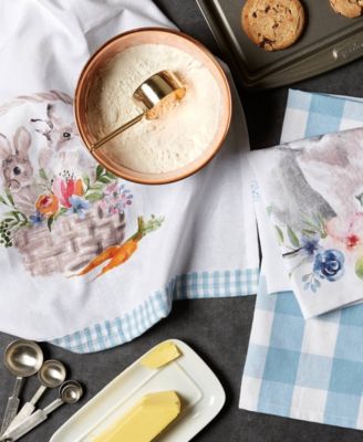 Easter Basics Collection Springtime Kitchen Essentials, Dishtowel Set, Floral Bunny, 3 Piece