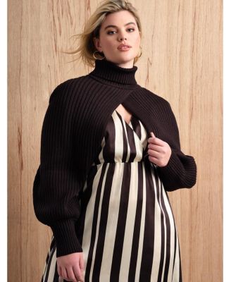 Women's Plus Size Turtleneck Sweater Sleeve Scarf