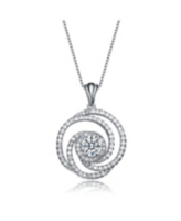 Genevive Sterling Silver White Gold plated Cubic Zirconia Swirl Knot Necklace - Silver