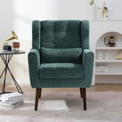 Streamdale Mid Century Modern Armchair in Blackish Green Chenille Fabric