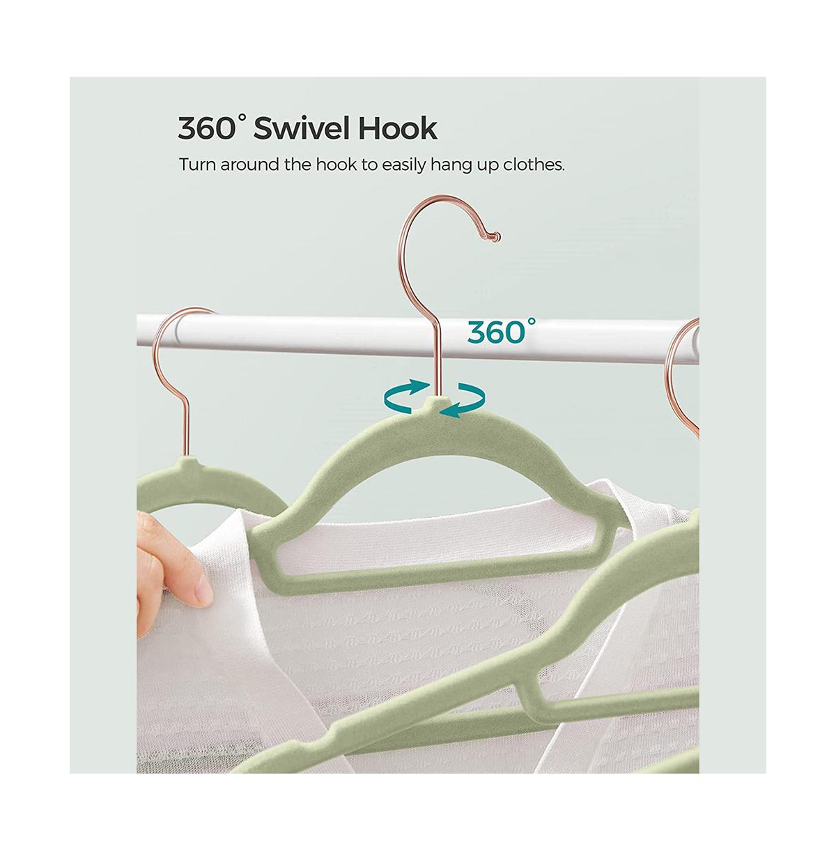 Slickblue Non-Slip Velvet Hangers with Swivel Hooks, Pack of for Coats, Shirts, and Trousers