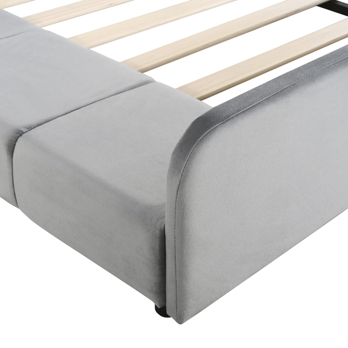 Velvet Upholstered Grounded Bed Set