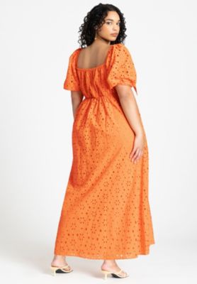 Women's Plus Size Eyelet Tie Front Maxi Dress
