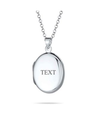 Petite Simple Plain Flat Oval Photo Lockets That Hold Pictures Silver Locket Necklace Pendant Large