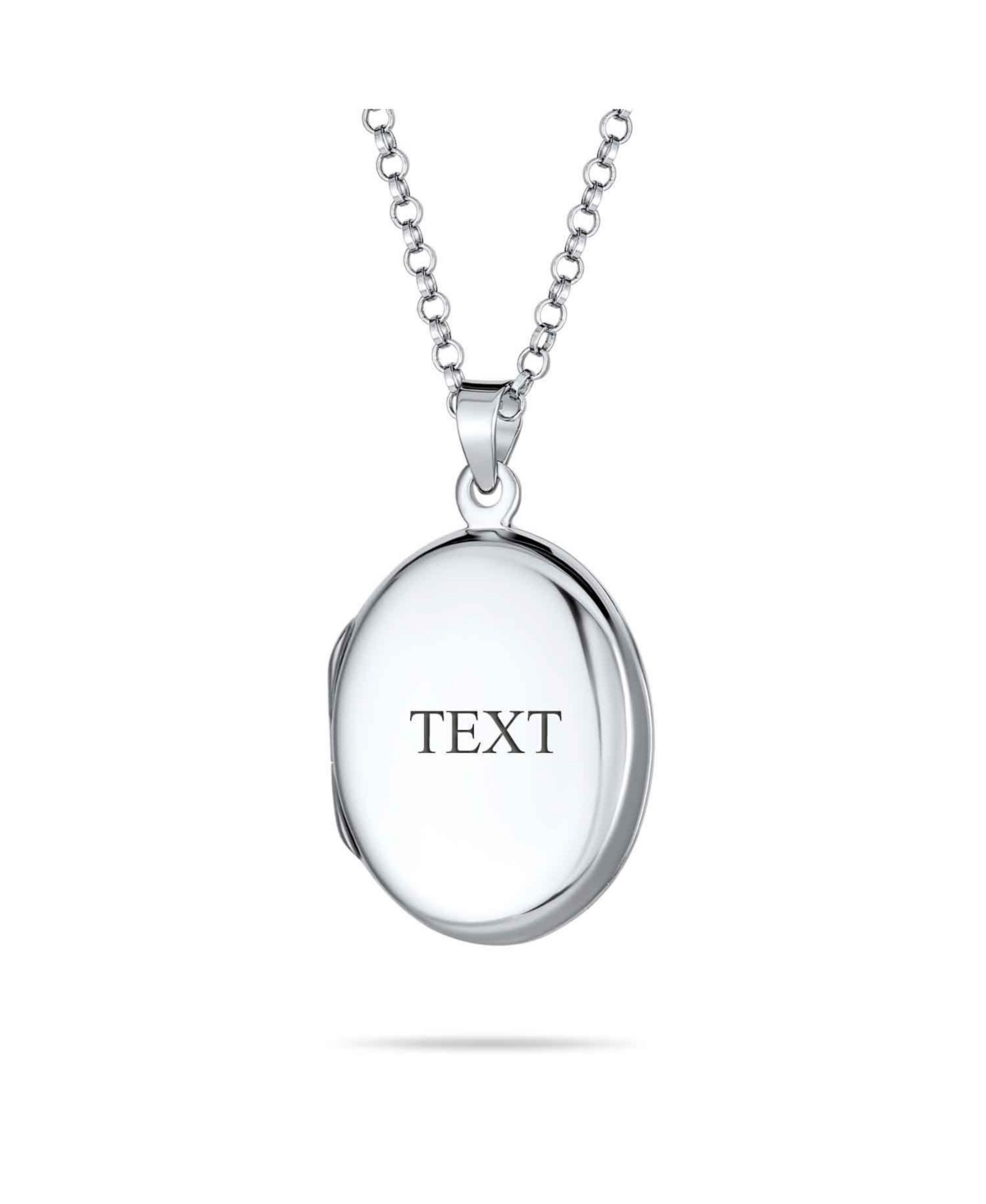 Bling Jewelry Petite Simple Plain Flat Oval Photo Lockets For Women That Hold PicturesLocket Necklace Pendant Large - Silver