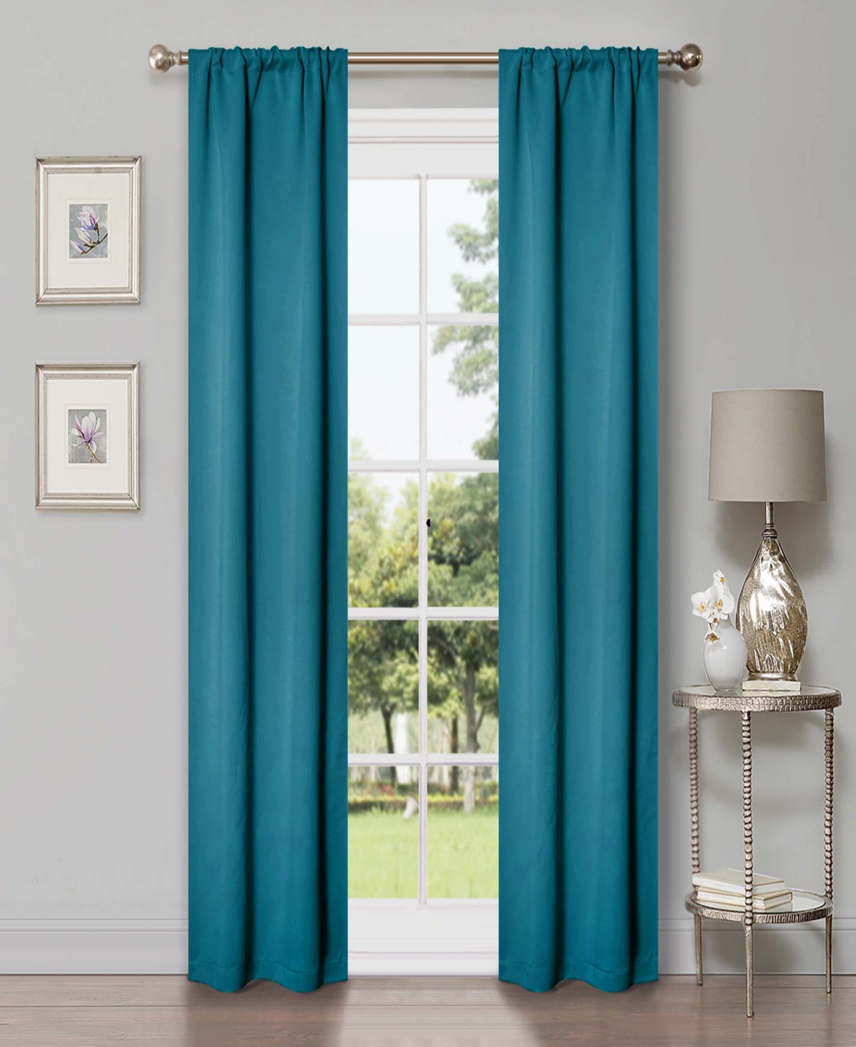 Superior Solid Classic Modern Wrinkle Resistant Room Darkening 2-Piece Curtain Set with Rod Pocket, 26