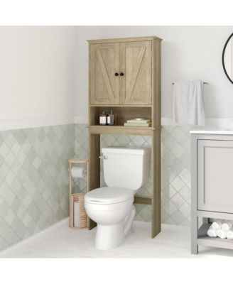 Delilah Over The Toilet Bathroom Organizer With Shelves And Magnetic Closure Doors