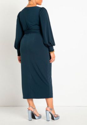 Women's Plus Size Cross Front Midi Dress