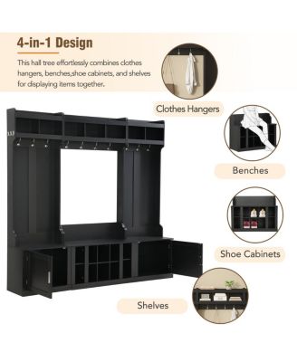  Multi-functional Hall Tree with Storage Bench
