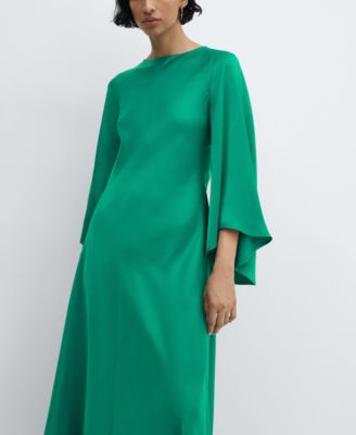 Women's Flared-Sleeve Satin Dress