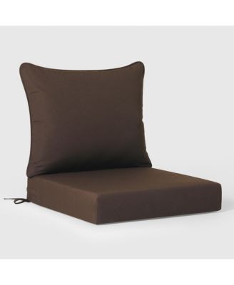 Water Repellent Outdoor 2-Piece Deep Set Patio Seat Back Chair Cushions, 25" x 25"