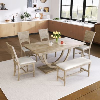 Modern Dining Set with Long Bench