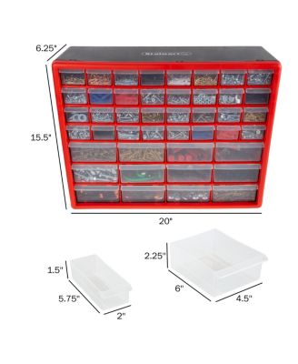 44 Drawer Storage Cabinet-Plastic Organizer with 12 Large &amp; 32 Small Compartments-Desktop or Wall Mount for Hardware, Parts, Crafts &amp; More by