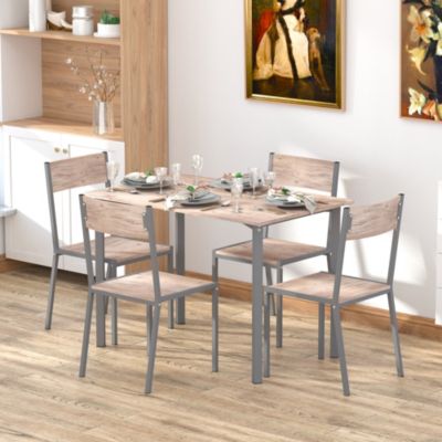 5 Piece Compact Contemporary Dining Room Table with Chairs Set