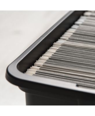 Letter & Legal Size Plastic Storage Bin Tote Organizing File Box with Durable and Secure Latching Lid, Stackable and Nestable, 4 Pack, Black