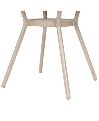 Mael Bistro Style Table With Tempered Glass Top, Textilene, And Bamboo Finished Metal Frame For Indoor/Outdoor Use