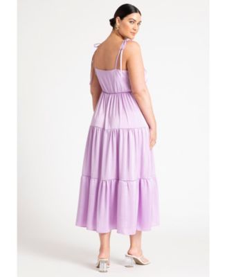 Women's Plus Size Tiered Satin Maxi Dress