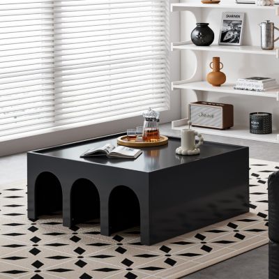 4-Tier Black Book Shelf & Coffee Table